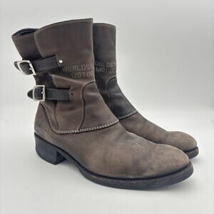 Triumph Paul Smith Brown Leather Buckle Motorcycle Boots Men's 42 Biker